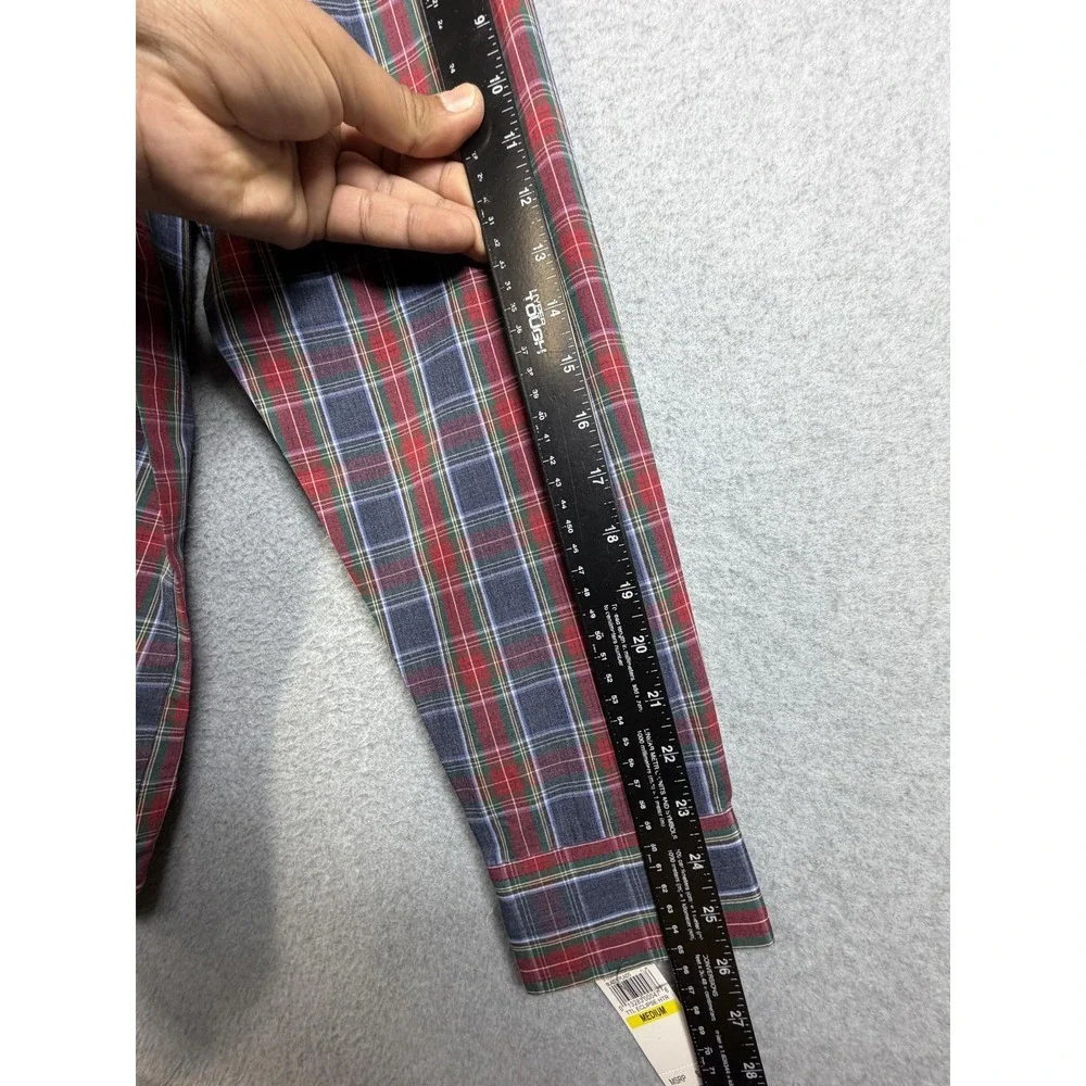 Arrow Shirt Mens Medium Blue Red Plaid Button Down Long Sleeve Cotton Blend‎